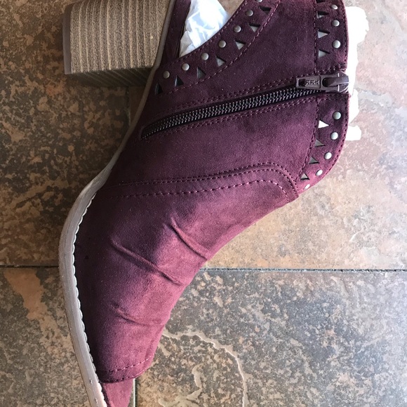 Burgundy Peep Toe Bootie - Picture 7 of 8